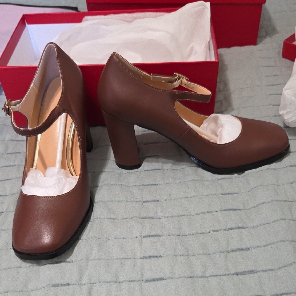 Elegant Brown Mary Jane Heels